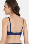 Zivame Beautiful Basics Padded Non Wired 3/4Th Coverage T-Shirt Bra - Blue Depth — thumbnail 3